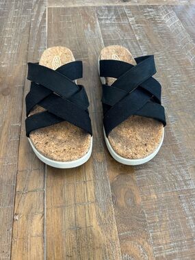 Keen Black Crisscross Cork Footbed Slide Sandals